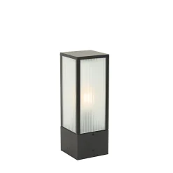 Lampadaire d'extérieur noir avec verre nervuré 40 cm IP44 - Charlois