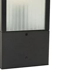 Lampadaire d'extérieur noir avec verre nervuré 40 cm IP44 - Charlois