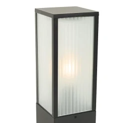 Lampadaire d'extérieur noir avec verre nervuré 40 cm IP44 - Charlois