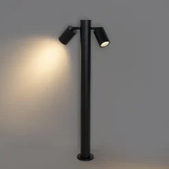 Lampadaire d'extérieur noir 80 cm IP44 réglable 2 lumières - Duo