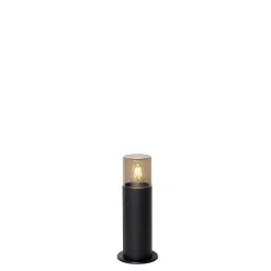 Lampadaire d'extérieur noir avec abat-jour fumé 30 cm IP44 - Odense