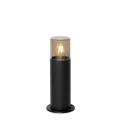 Lampadaire d'extérieur noir avec abat-jour fumé 30 cm IP44 - Odense