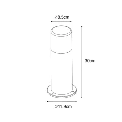 Lampadaire d'extérieur noir avec abat-jour fumé 30 cm IP44 - Odense