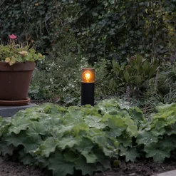 Lampadaire d'extérieur noir avec abat-jour fumé 30 cm IP44 - Odense