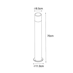 Lampadaire d'extérieur noir avec abat-jour fumé 70 cm - Odense