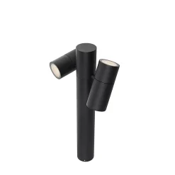 Lampadaire d'extérieur noir 50 cm 2 lumières orientables - Duo