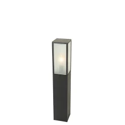Lampadaire d'extérieur noir avec verre cannelé 80 cm IP44 - Charlois