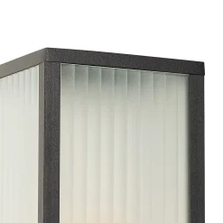 Lampadaire d'extérieur noir avec verre cannelé 80 cm IP44 - Charlois