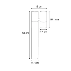 Lampadaire d'extérieur noir 50 cm réglable - Duo