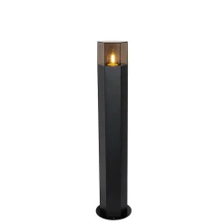 Lampadaire d'extérieur noir avec abat-jour fumé hexagonal 70 cm - Denmark