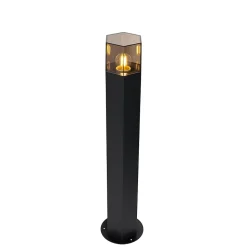Lampadaire d'extérieur noir avec abat-jour fumé hexagonal 70 cm - Denmark