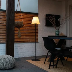 Lampadaire d'extérieur noir avec abat-jour blanc IP65 25 cm - Virginia