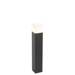Lampadaire d'extérieur noir avec abat-jour blanc opale 50 cm - Denmark