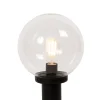 Lampadaire d'extérieur noir avec globe transparent 50 cm IP44 - Sfera