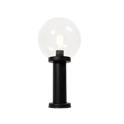 Lampadaire d'extérieur noir avec globe transparent 50 cm IP44 - Sfera