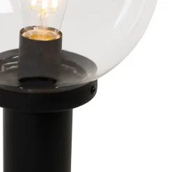 Lampadaire d'extérieur noir avec globe transparent 50 cm IP44 - Sfera