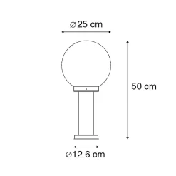 Lampadaire d'extérieur noir avec globe transparent 50 cm IP44 - Sfera
