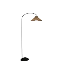 Lampadaire d'extérieur rechargeable dimmable Niza aspect fibres naturelles noir H.165 900lm Newgarden