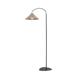 Lampadaire d'extérieur rechargeable dimmable Niza aspect fibres naturelles noir H.165 900lm Newgarden