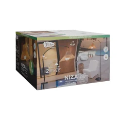 Lampadaire d'extérieur rechargeable dimmable Niza aspect fibres naturelles noir H.165 900lm Newgarden