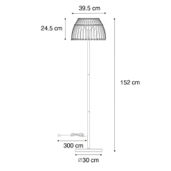 Lampadaire d'extérieur rustique noir avec bambou avec LED - Kaiser