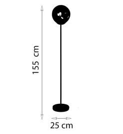 Lampadaire d'intérieur design Riga 155cm métal et verre gris fumé compatible LED