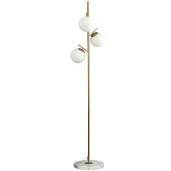 Lampadaire doré 3 globes blanc - Estrela