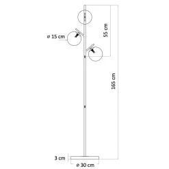 Lampadaire doré 3 globes blanc - Estrela