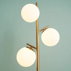 Lampadaire doré 3 globes blanc - Estrela