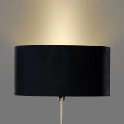 Lampadaire doré avec abat-jour en velours ovale noir 50 cm - Parte