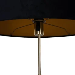 Lampadaire doré avec abat-jour en velours ovale noir 50 cm - Parte