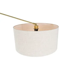 Lampadaire doré avec abat-jour gris clair 50 cm réglable - Editor