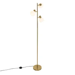 Lampadaire doré avec verre opale 3 lumières orientables - Anouk
