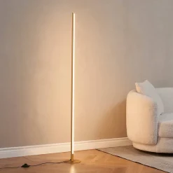 Lampadaire doré design LED minimaliste variateur intégré 150 cm - Sloane