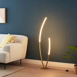 Lampadaire doré deux arcs ultra design LED dimmable - Moa