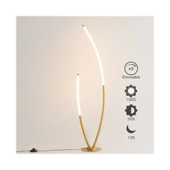 Lampadaire doré deux arcs ultra design LED dimmable - Moa