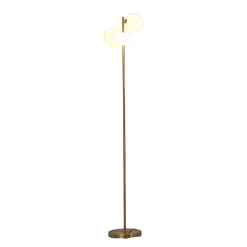 Lampadaire doré trois boules de verre blanc 150 cm - Melinda