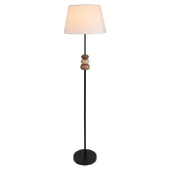 Lampadaire 'ELINA' hauteur 155 cm, D: 38 cm, métal noir/brun, abat-jour textile blanc, E27