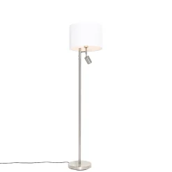 Lampadaire en acier avec abat-jour blanc et liseuse - Jelena
