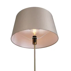 Lampadaire en bronze avec abat-jour en lin taupe 45 cm réglable - Parte