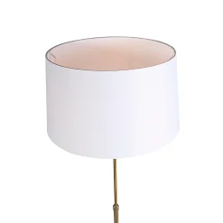 Lampadaire en bronze avec abat-jour en lin blanc 45 cm réglable - Parte