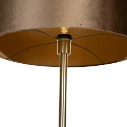 Lampadaire en laiton avec abat-jour en velours bronze 50 cm - Simplo