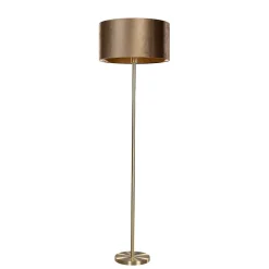 Lampadaire en laiton avec abat-jour en velours bronze 50 cm - Simplo