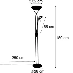 Lampadaire en laiton avec lampe de lecture avec LED et variateur - Empoli