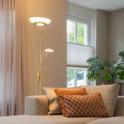 Lampadaire en laiton avec lampe de lecture avec LED et variateur - Empoli