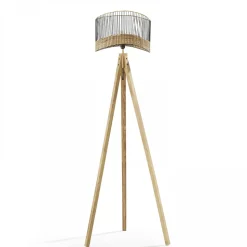 Lampadaire en manguier massif et rotin Oviala