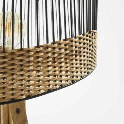 Lampadaire en manguier massif et rotin Oviala