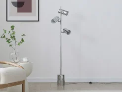 Lampadaire en métal chromé - 3 abat-jours - H. 155 cm - Chrome - KINLEY