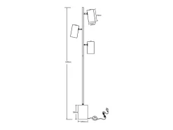 Lampadaire en métal chromé - 3 abat-jours - H. 155 cm - Chrome - KINLEY