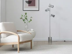 Lampadaire en métal chromé - 3 abat-jours - H. 155 cm - Chrome - KINLEY